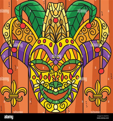 Mardi Gras Jester Mask Colored Cartoon Stock Vector Image And Art Alamy