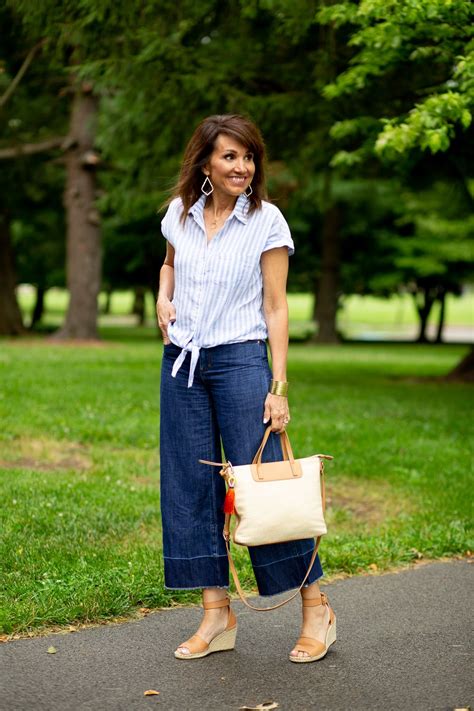 Tie Front Top With Wide Leg Crop Jeans Cyndi Spivey Spring Outfits