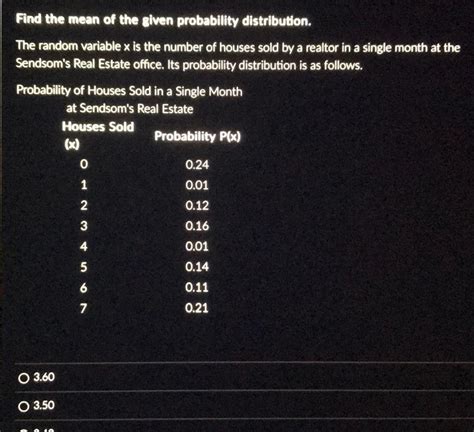 Answered Find The Mean Of The Given Probability Distribution The Kunduz