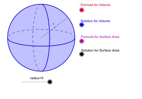 Dale Copy Of Surface Area Volume Sphere GeoGebra Worksheets Library