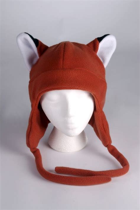 Fox Hat Orange Aviator Style With Ear Flaps Ningen Headwear