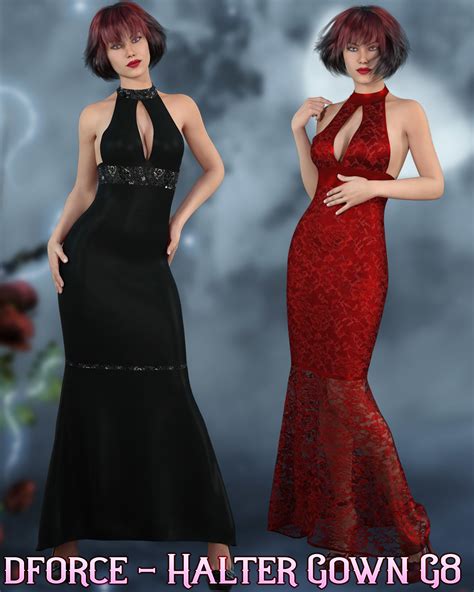 Dforce Halter Gown Genesis 8 3d Figure Assets Kaleya