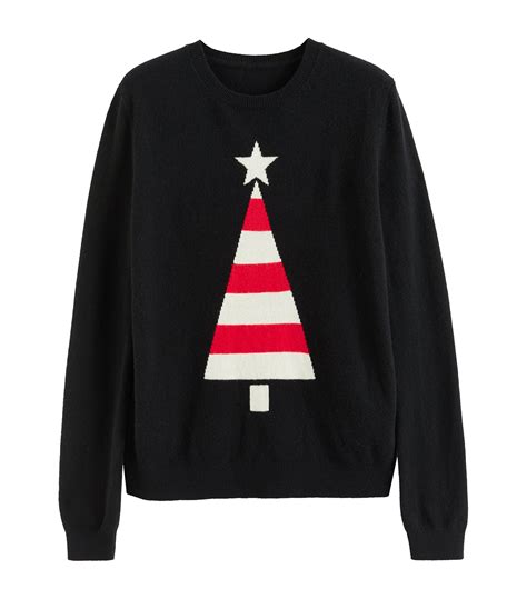 Womens Chinti Parker Black Wool Cashmere Christmas Tree Sweater