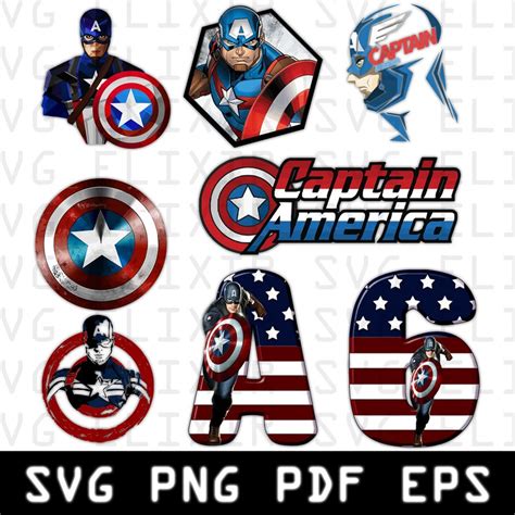 Captain America Svg Captain America Vector Captain America Etsy