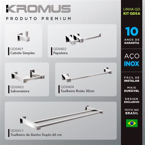 Kit Acess Rios Para Banheiros Pe As Inox Kromus Kitqd A Shopee Brasil