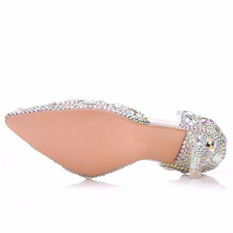 Buy Crystal Queen Women Rhinestone Wedding Shoes High Heels Sandals 7cm