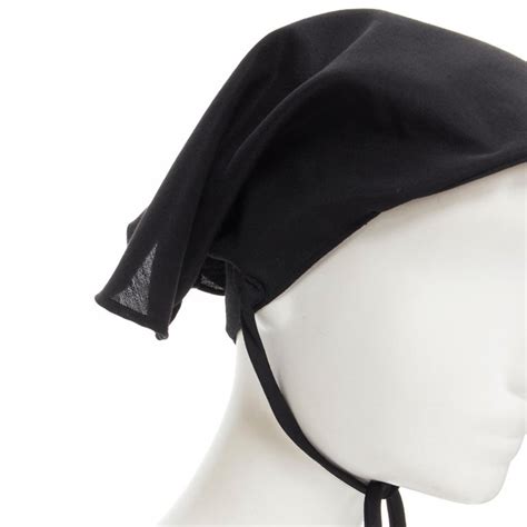 Yohji Yamamoto 1980s Vintage Black Wool Apostolnik Wimple Headscarf