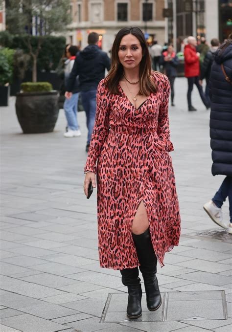 Myleene Klass Wearing A Print Dress And Leather Boots In London 02032024 • Celebmafia