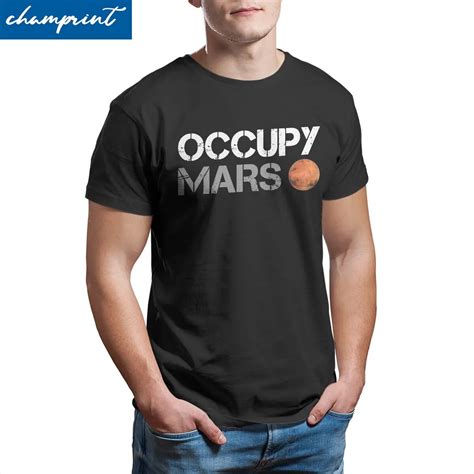 Novelty Occupy Mars Minimal Design T Shirt For Men Crew Neck Pure