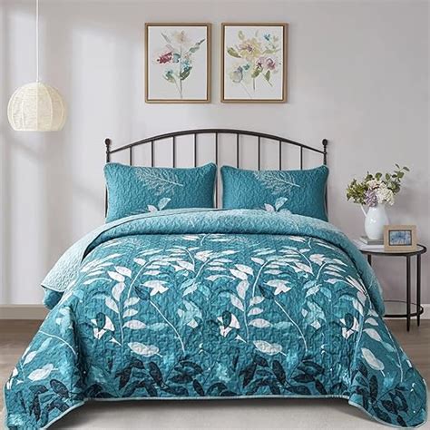 Amazon WONGS BEDDING Quilt Set California King 3 Pieces Teal