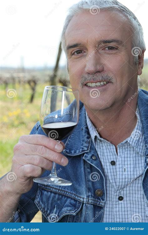 Man With Glass Of Red Wine Stock Image Image Of Close