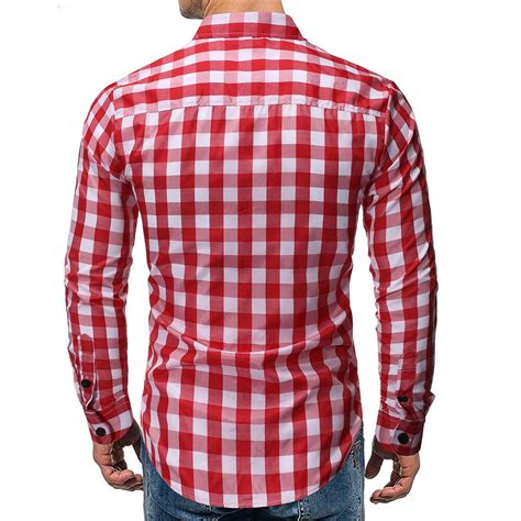 Männer Plaid Shirt Frühling Herbst lässig Langarm Grandado