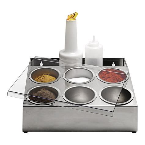 Matfer Bourgeat 6 Compartment Stainless Steel Spice Box Condiment Bar