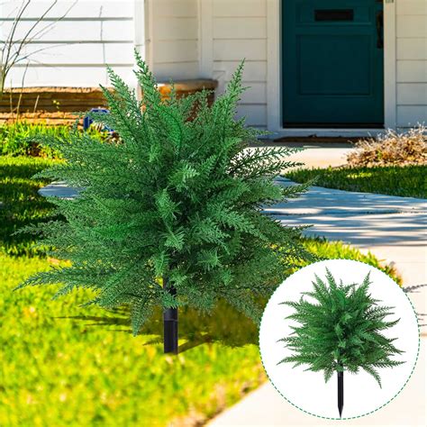 21 Inch Artificial Pine and Cypress Trees with Ground Spikes, Fake