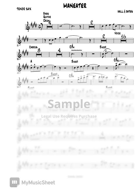 Maneater Hall And Oates Tenor Sax Sheets By Ismael Dorado