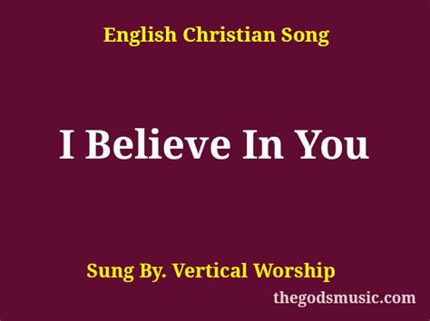 I Believe In You Song Lyrics