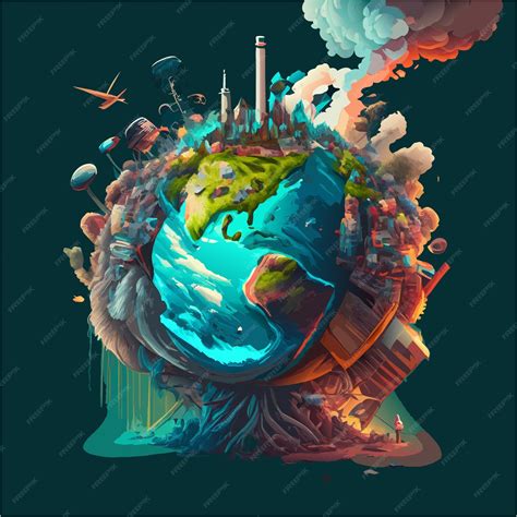 Premium Vector | Confronting Pollution Earth's Cry in Art