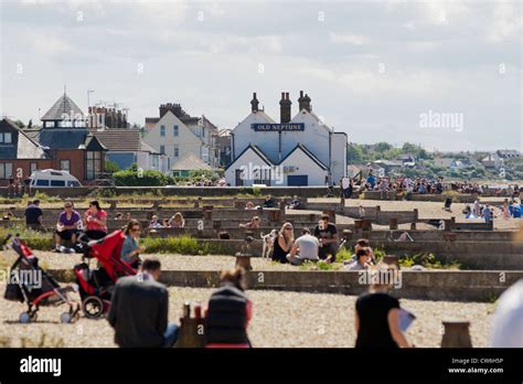 Whitstable beaches, view towards Old Neptune Pub, Kent Stock Photo - Alamy