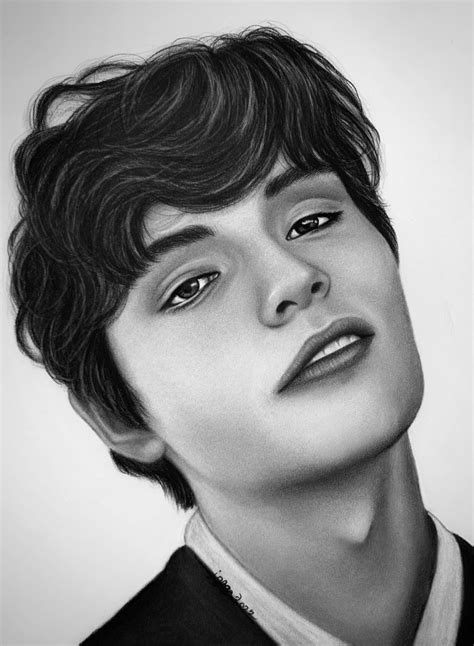 Louis Partridge Lorenzo Berkshire Charcoal Drawing 8 5 X Etsy