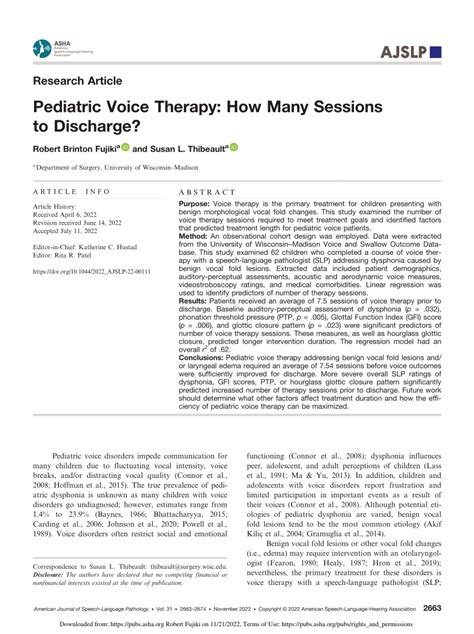 PDF Pediatric Voice Therapy How Many Sessions To Discharge