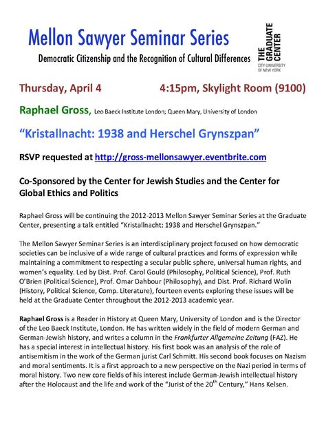 4/4 - Raphael Gross on “Kristallnacht: 1938 and Herschel Grynszpan” - The Ph.D. Program in History