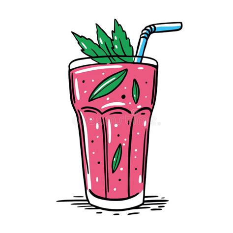 Illustration Mignonne Tirée Par La Main De Vecteur De Cocktail Type De