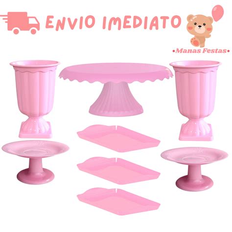 Kit Boleira Cake Renda 22cm 2 Vasos Grego 3 Bandejas 20x13 2 Mini