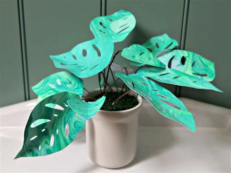 How To Make A Paper Plant With Marbled Leaves • Craft Invaders