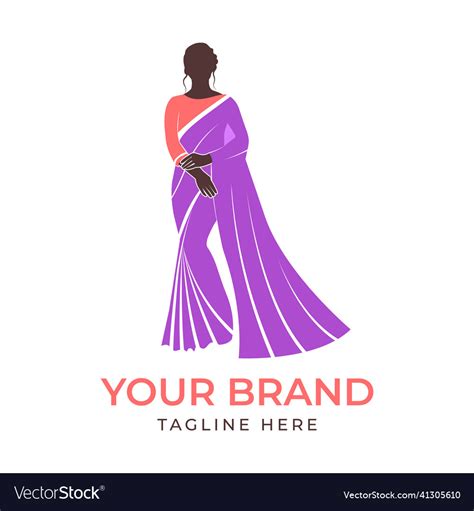 Saree logo with women figure modern design Vector Image