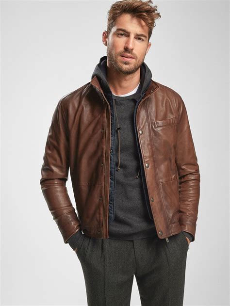 Autumn Winter 2016 Mens BROWN NAPPA JACKET WITH DETACHABLE LINING At