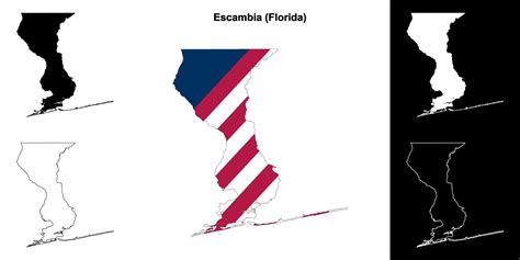 Escambia Condado Florida Contorno Mapa Conjunto 43105334 Vector En