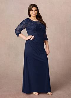 Azazie Fatemah Dark Navy Mermaid Scoop Lace Lace Dress Azazie CA