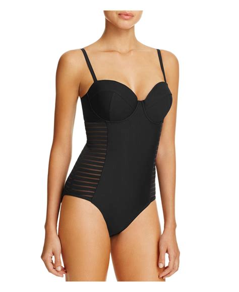 Lyst Miraclesuit Sideways Underwire Bustier Mesh Stripe Maillot One