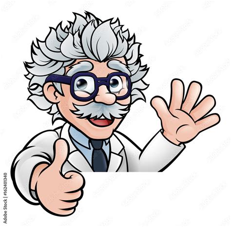 Generic Scientist Cartoon Character Sign Thumbs Up Stock Vector Adobe