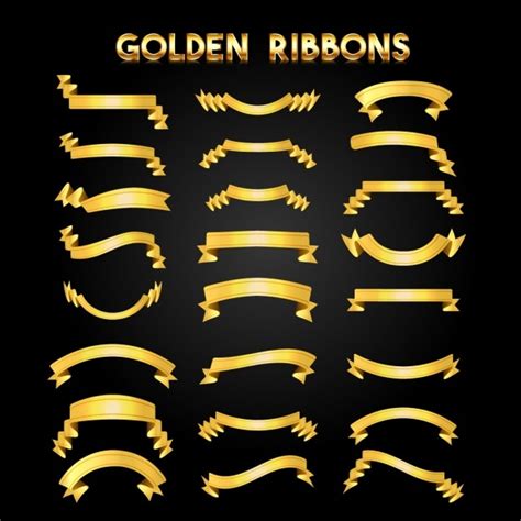 Premium Vector Golden Ribbons Collection