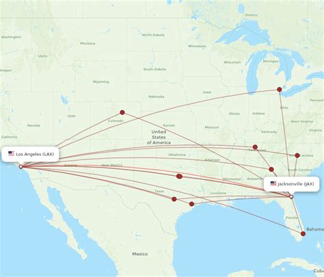 All Flight Routes From Los Angeles To Jacksonville LAX To JAX Flight