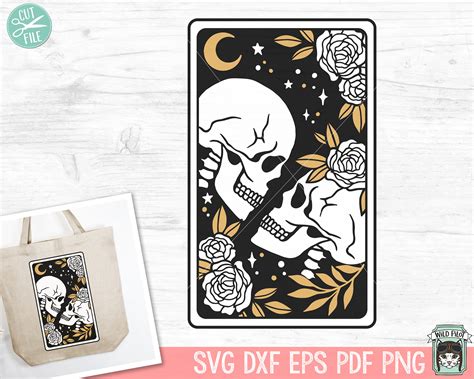 Tarot Card Skull Svg Floral Skull Tarot Svg File Lovers Etsy