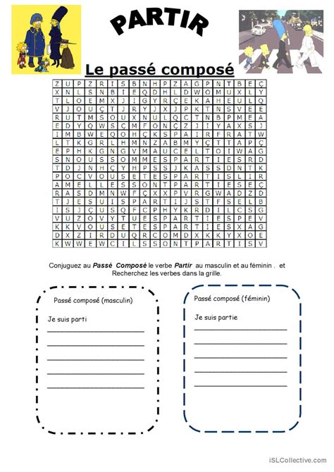 Le Pass Compos Du Verbe Partir Fran Ais Fle Fiches Pedagogiques Pdf