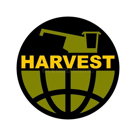 Harvest Logo Agriculture Emblem Combine Harvester And Earth Stock