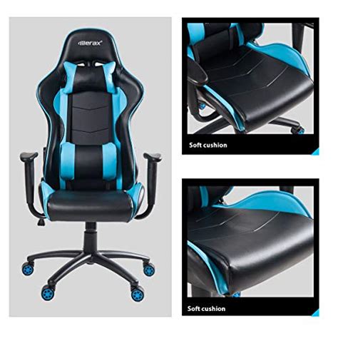 Merax Blue Gaming Racing Style High Back Pu Leather Ergonomic Swivel