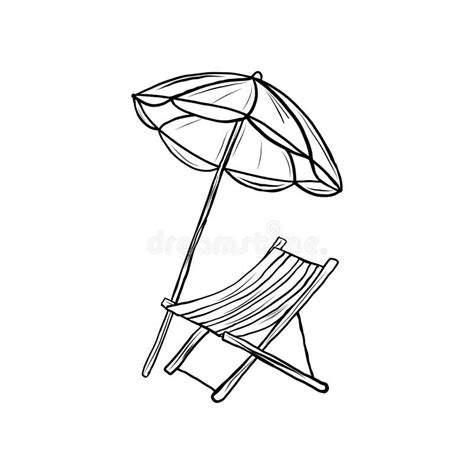 Chaise Longue Avec Dessin Vectoriel Parasol Illustration De Vecteur