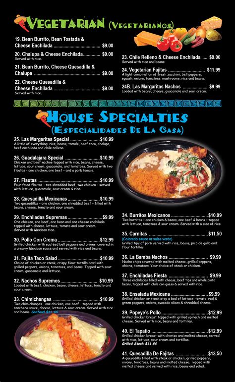 El Jalapeno Youngstown Mexican Restaurant Menu | El Jalapeno Restaurants