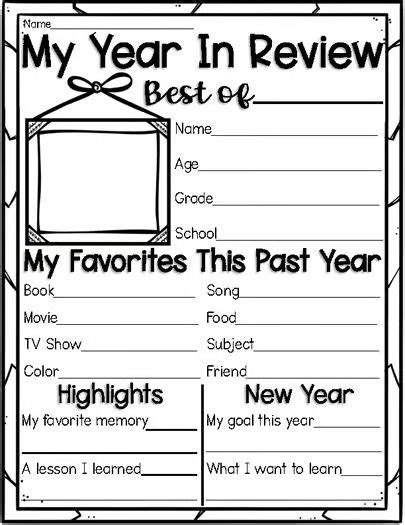 My Year In Review New Years Worksheet In 2024 New Years Activities