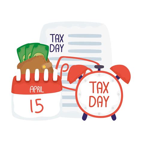 Tax Day April Calendar With Document And Clock Vector Design