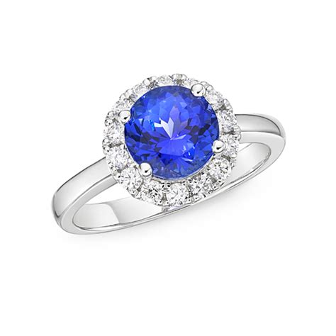 1.43 ct Round Tanzanite Diamond Halo Ring