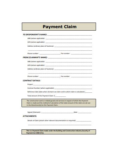 Payment Claim Examples Format How To Create Pdf