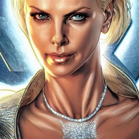 Charlize Theron As Emma Frost Symmetrical Facial Stable Diffusion