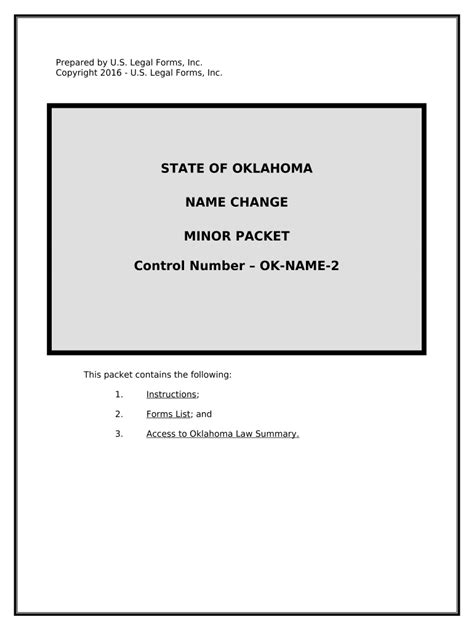 Oklahoma Name Change Minor Doc Template Pdffiller