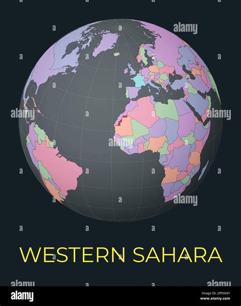 Mapa Mundial Centrado En El S Hara Occidental Pa S Rojo Resaltado