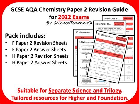 AQA GCSE Chemistry Paper 2 Revision Guides 2022 Teaching Resources